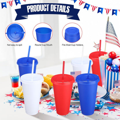 Honeydak 15 Pack Tumbler with Straw and Lid Bulk Cups for Gifts Water Bottle Iced Coffee Travel Mug Cup Reusable Plastic Tumblers for Party Birthdays 24-27 oz (Solid Color)