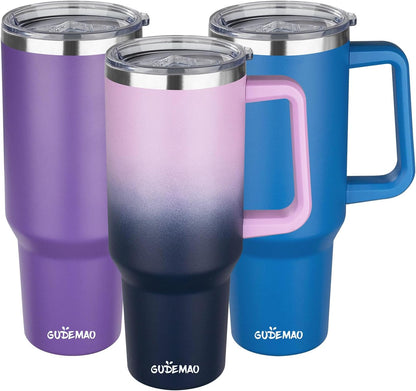 20 oz Insulated Coffee Mug with Ceramic Coating, Stainless Steel Travel Mug Tumbler with Handle Lid and Straw, Double Wall Leak-Proof Coffee Travel Mug Keeps Drink Hot and Cold (Black)