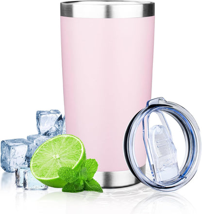 20oz Tumbler with Lid Double Wall Vacuum Insulated Travel Coffee Mug Stainless Steel Thermal Cup Powder Coated Sturdy Coffee Tumbler for Hot and Cold Beverage (Baby blue,1)