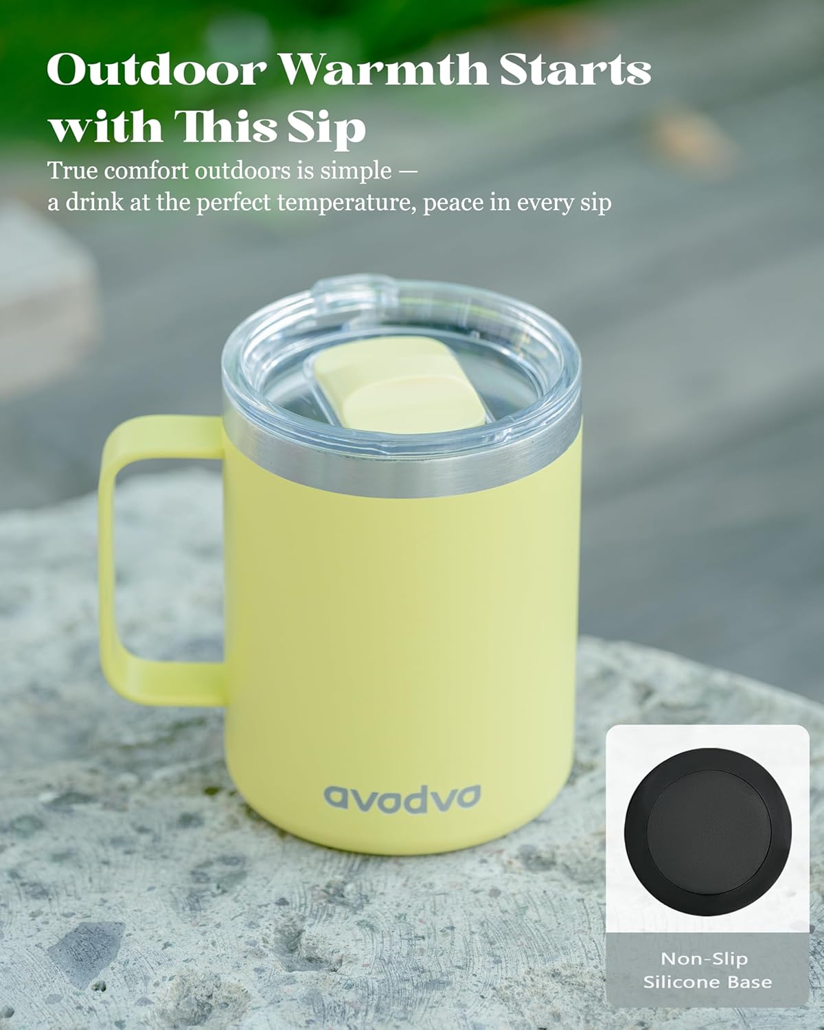 12oz Insulated Coffee Mug with Lid – Includes Two Lids, Stainless Steel Coffee Travel Mug with Handle, Double Wall Vacuum Insulated Camping Mug for Home, Office & Outdoor, Navy Blue