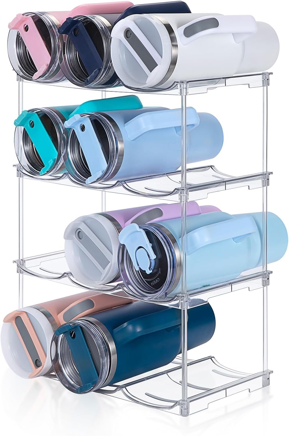 Stackable Water Bottle Organizer for Stanley 40 oz Tumbler, Water Bottle Holder for Cabinet, Pantry Kitchen Organizers and Storage for Stanley Cup Accessories, Tumbler Organizer and Wine Rack, 3Pack
