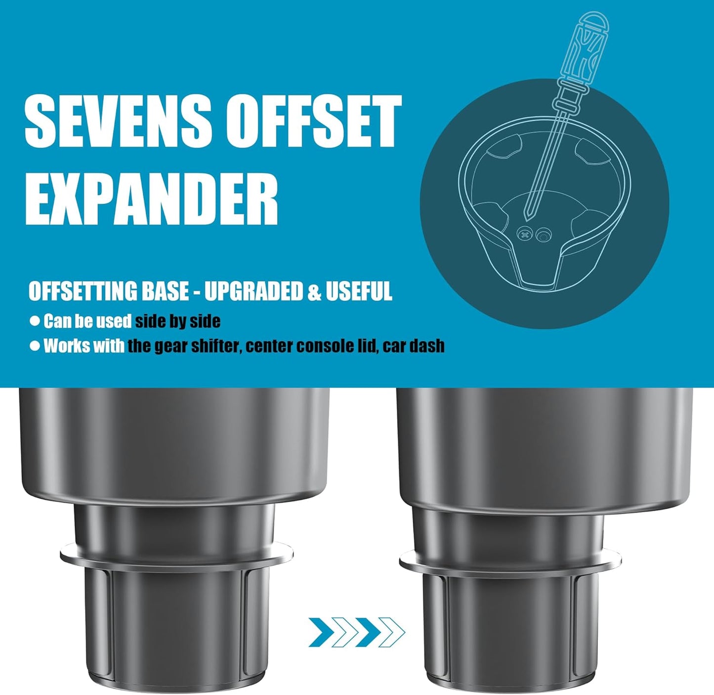 Upgraded Car Cup Holder Expander Adapter with Offset Adjustable Base, Compatible with Yeti 14/24/36/46oz Ramblers, Hydro Flasks 32/40oz, Other Large Bottles Mugs in 3.5"-4.0", 1 Pack