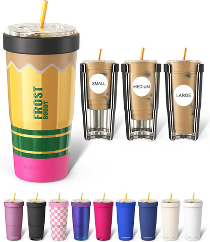 Frost Buddy Togo Buddy | 30 oz Stainless Steel Vacuum Insulated Tumbler | To Go Coffee Cup – Iced Coffee Cups, Iced Coffee Sleeve, Travel Mug, Thermal Cup for Hot & Cold Drinks, Dunkin Cup (Pencil) - Colors A