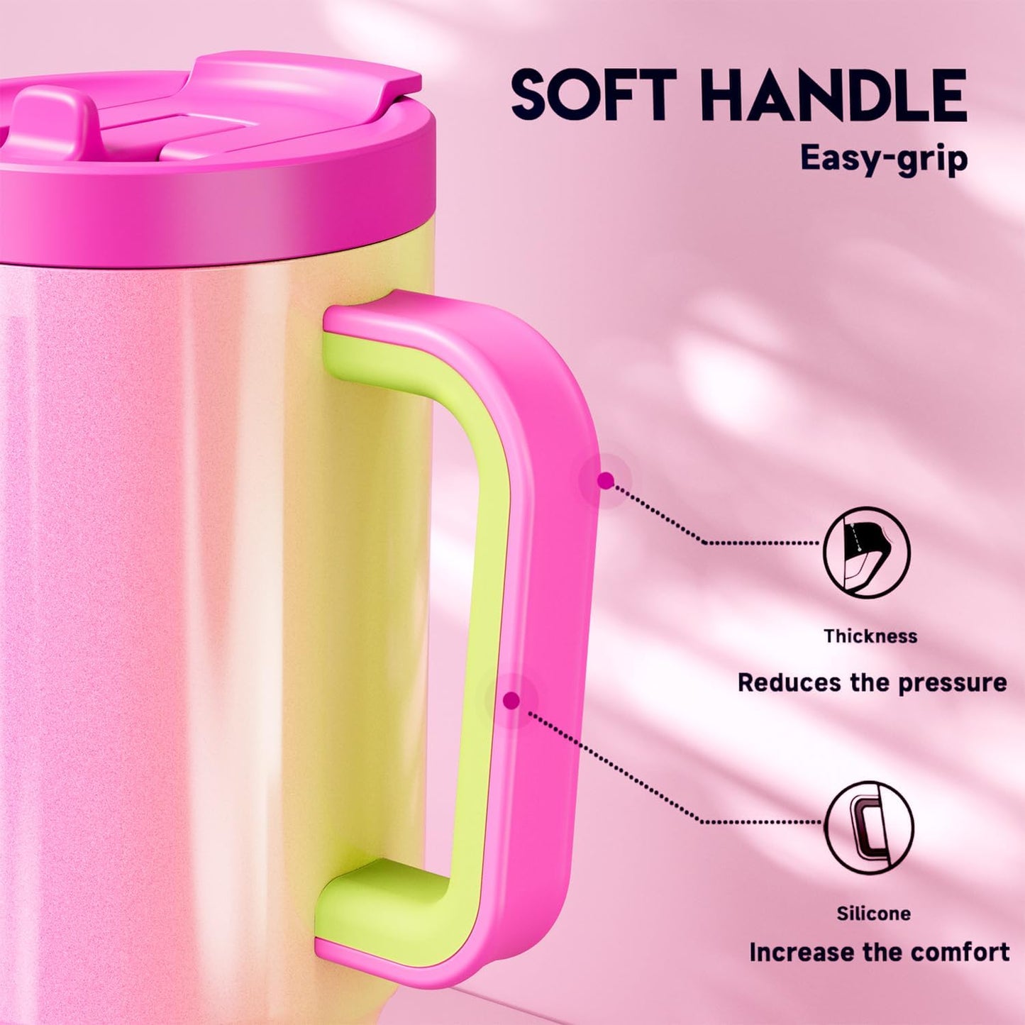Meoky 32 oz Tumbler with Handle and Flip Straw, 100% Leakproof Tumbler with Lid and Straw, Stainless Steel Insulated Cup, Cupholder Friendly, Keeps Cold for 24 Hours (Night)