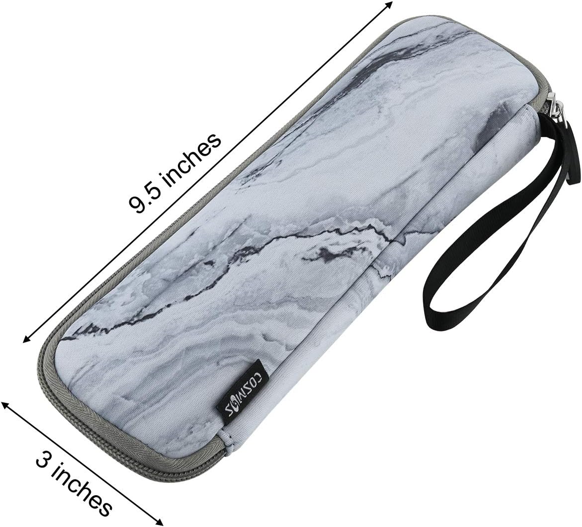 CM Reusable Portable Travel Tableware Carrying Bag Storage Case Cutlery Flatware Organziers for Straw Spoon Fork Chopsticks Utensil Holder (Fade in Blue Triangle Pattern)