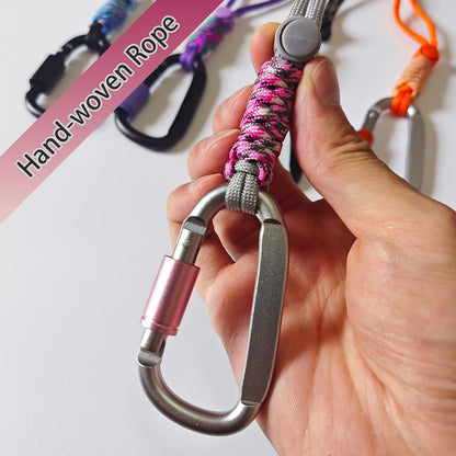 Paracord Keychain/Carabiner Clip - Jaymokes D Ring Metal Hook for Water Bottle, Key, Backpacks and More
