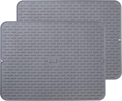 To encounter Silicone Dish Drying Mat -Small 17.5" x 8" - Set of 2 Flexible Stemware Drying Mat, Heat Resistant Silicone Trivet, Countertop Mat, Dish Draining Mat, Sink Mat