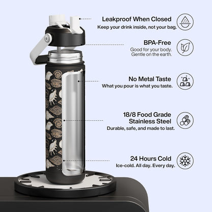 ENCOOL Insulated Water Bottle with Straw Stainless Steel Water Bottle, Leak-Proof, BPA-Free, Double Wall Vacuum Keeps Cold for 24 Hours for Sports, Travel, School (26 oz, Cotton Candy) - Colors A