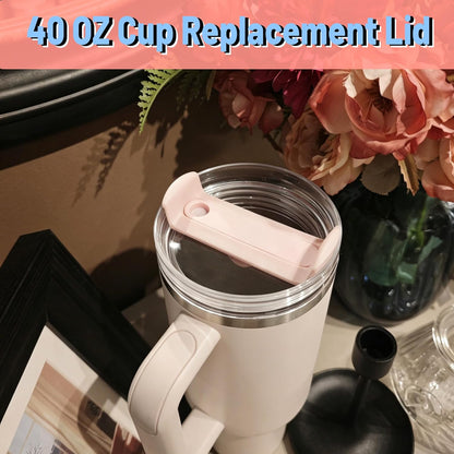 40 OZ Tumbler Lid Replacement Compatible for Stanley Quencher H2.0, 1 Pack BPA Free Clear Lid Replacement for Stanley Cup Accessories(Clear-White)