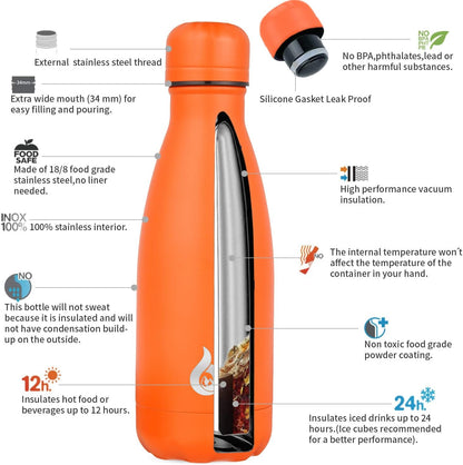 BJPKPK Insulated Water Bottle 12oz Small Stainless Steel Water Bottles Reusable Metal Thermal Keep Cold and Hot,Dreamy Purple - Colors A