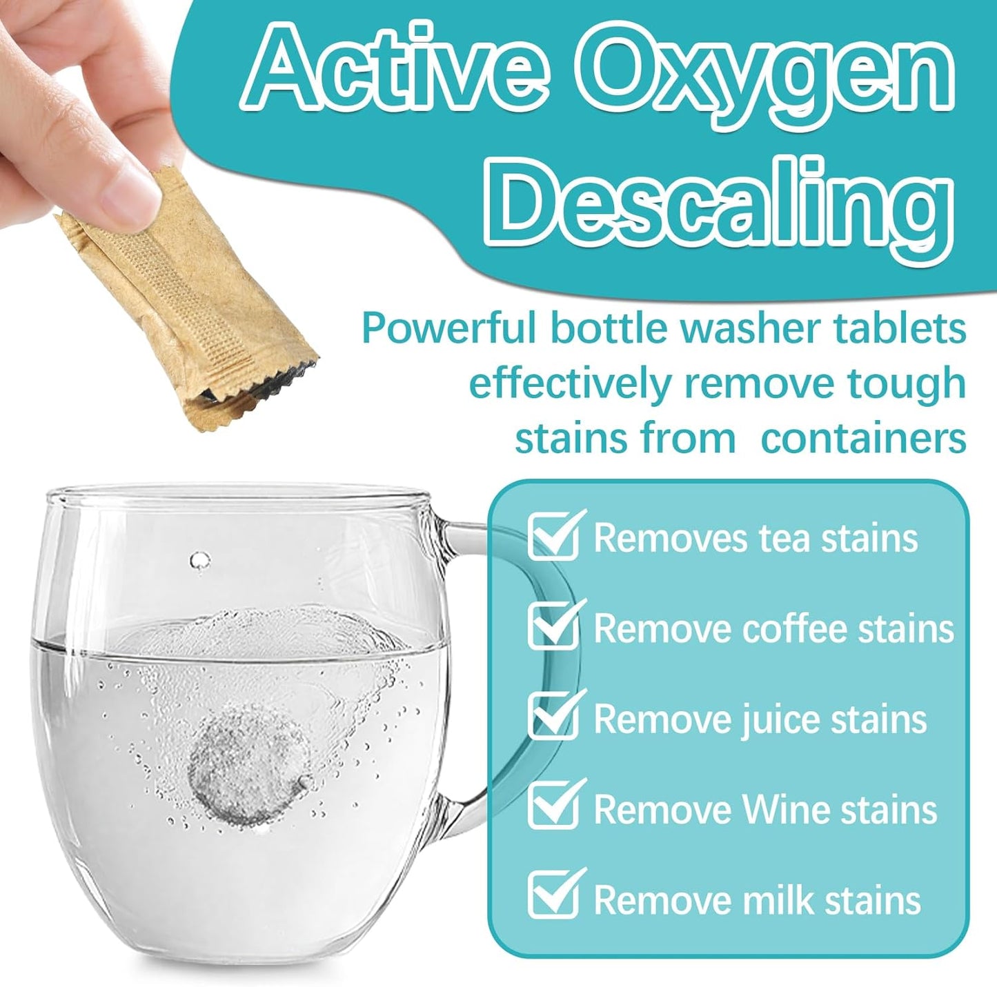 RAINFLOW 40 Pcs Water Bottle Cleaner Tablets - Water Bottle Cleaning Tablets for Stainless Steel, Tumblers, Reusable Bottles, Bottle Cleaner Tablets Remove Coffee & Tea Stains, Odor Buildup
