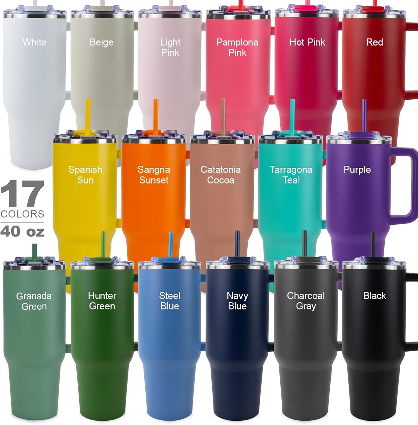 Personalized Vacation Tumbler 40 oz – Engraved Tumbler, With Handle, 2 Straws, Brush and Pad, for Family Vacation, Girls Trip & Cruise, Beach & Road Trip Cup, Durable Powder Coated, Made in USA