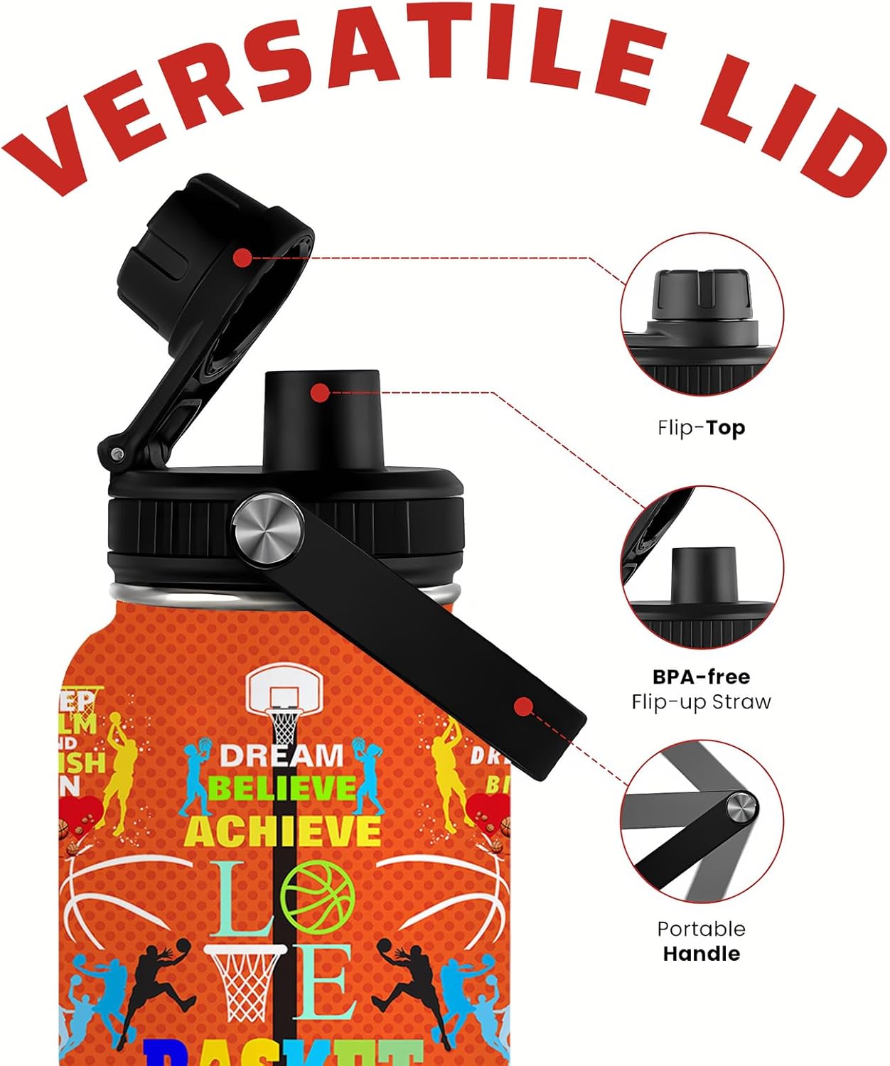 Pickleball Water Bottle 32oz Stainless Steel Insulated Vaccum with Lid, Pickleball Gifts for Pickleball Players, Pickleball Lovers, Women Girls Ladies