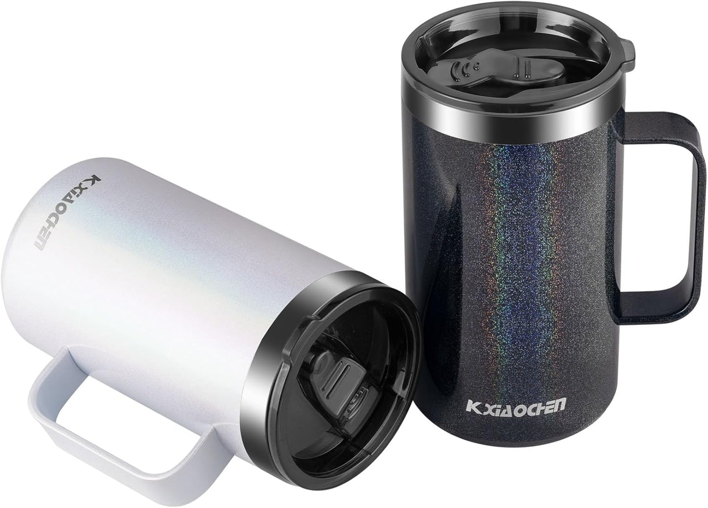 KXIAOCHEN 20oz Insulated Coffee Mug with Lid, Stainless Steel Coffee Cup, Double Wall Vacuum Coffee Tumbler with Handle, Premium Thermal Travel Coffee Mug (Navy Blue)