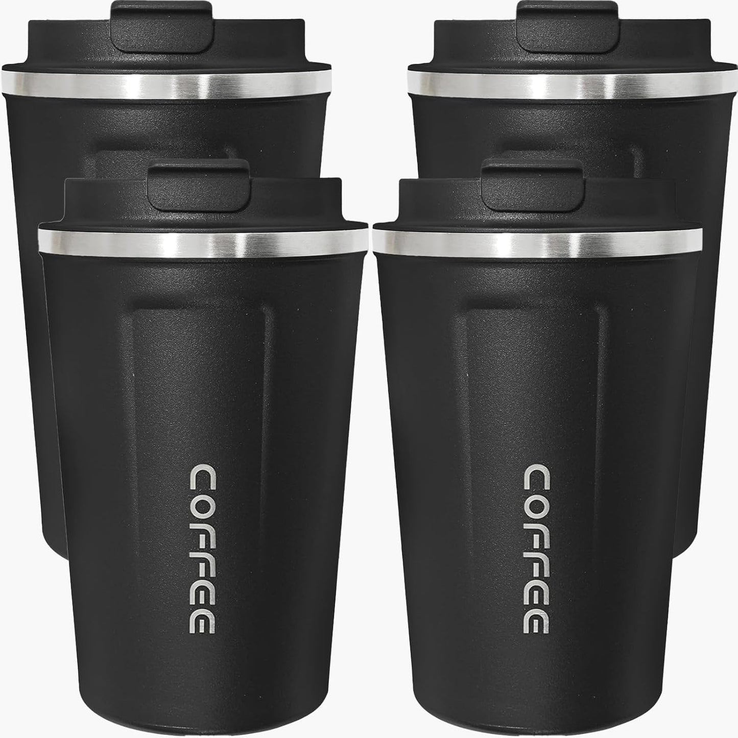 4 Pack Travel Coffee Mug 17oz Insulated Coffee Cup with Lid, Reusable Thermal Coffee Cup Stainless Steel Coffee Tumbler to Keep Hot & Cold Drinks for Car, Daily, Travel and Gifts, Multicolor