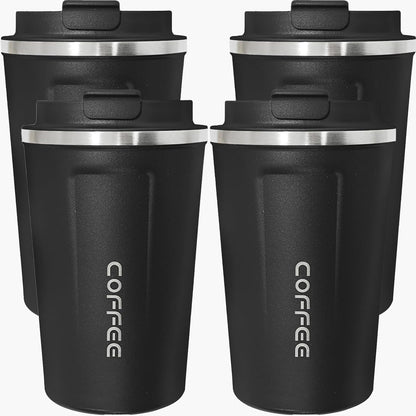 4 Pack Travel Coffee Mug 17oz Insulated Coffee Cup with Lid, Reusable Thermal Coffee Cup Stainless Steel Coffee Tumbler to Keep Hot & Cold Drinks for Car, Daily, Travel and Gifts, Multicolor