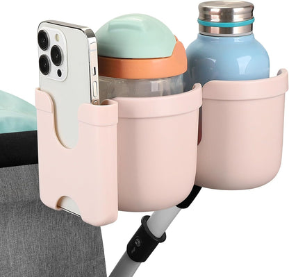 Accmor Stroller Cup Holder with Phone Holder, Bike Cup Holder, Universal Cup Holder for Uppababy Nuna Doona Strollers, 2-in-1 Cup Holder for Walker, Wheelchair, Scooter - Colors A