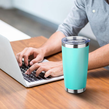 20oz Tumbler with Straw and Brush, Stainless Steel Vacuum Insulated tumbler, Double Wall Insulated Coffee Tumbler for Outdoor, Home, Travel,Office (Buff,1pcs)