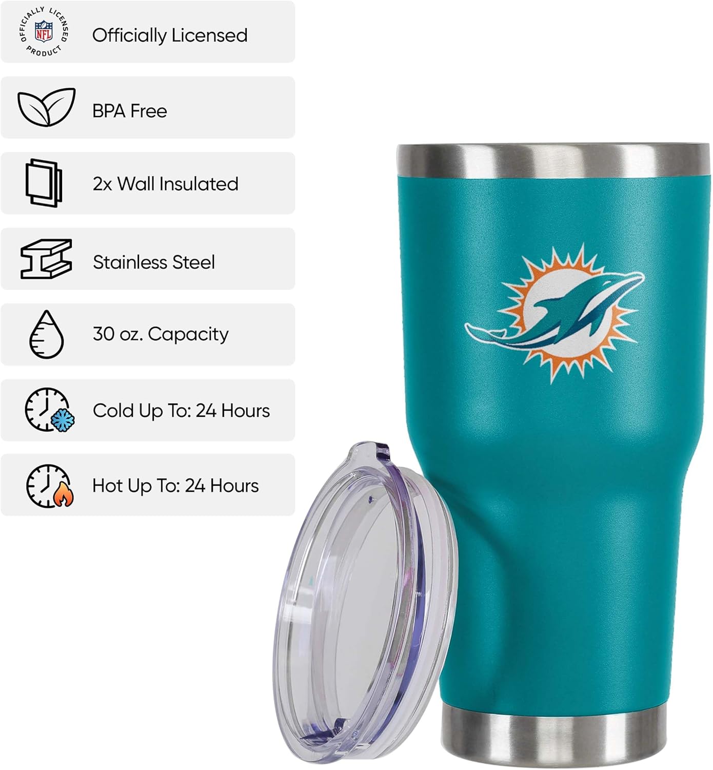 FOCO NFL Team Logo 30oz Insulated Stainless Steel Travel Mug Tumbler