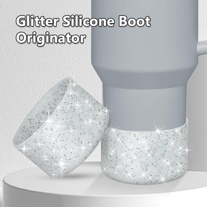 WUQID Protective Bling Silicone Boot Sleeve, Compatible with Stanley Tumbler 20-40oz & Hydro Flask Bottle 12oz-24oz, Glitter Reduces Dents Sleeve Cover for More Bottles/Tumblers Bottom of 2.83-2.95in