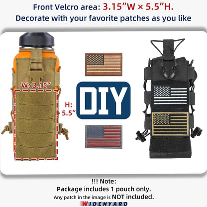 Molle Water Bottle Holder Pouch, 16-77 oz Adjustable Capacity Tactical Bottle Bag, Compatible with Backpack, Vest, Belt for Outdoor Activities
