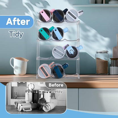 Stackable Water Bottle Organizer for Stanley 40 oz Tumbler, Water Bottle Holder for Cabinet, Pantry Kitchen Organizers and Storage for Stanley Cup Accessories, Tumbler Organizer and Wine Rack, 3Pack