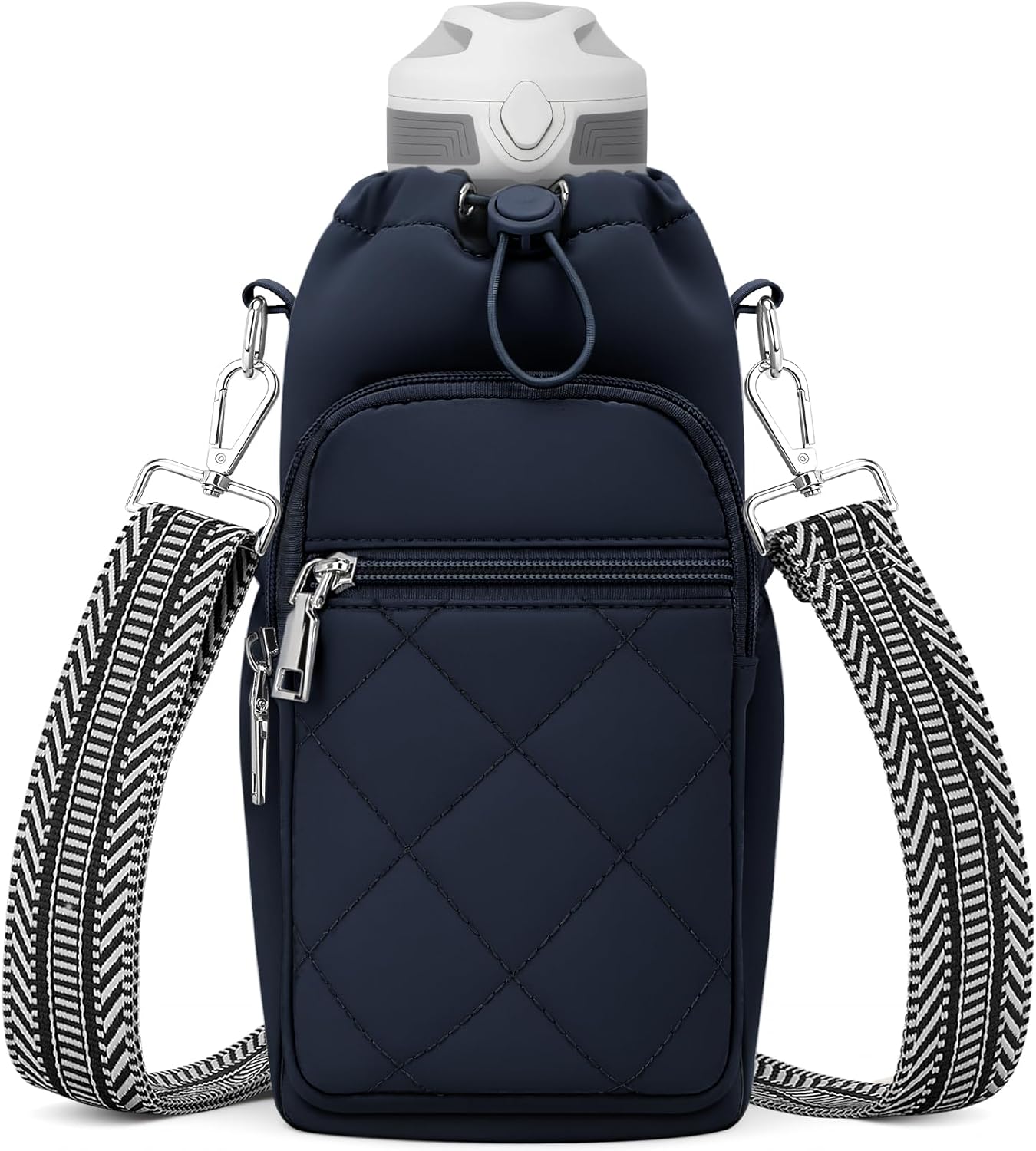 SYTRAH Water Bottle Carrier Bag with Strap, Water Bottle Purse with Phone Pocket 40oz for Walking Hiking