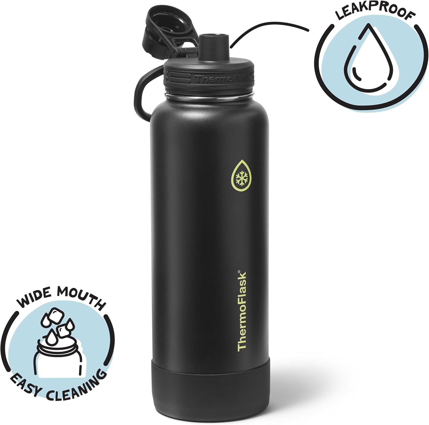 ThermoFlask Insulated Water Bottle with Spout Lid (24 oz, Lemonade Stand) - Leakproof, Stainless Steel Water Bottle for Cold & Hot Drinks, Travel & Daily Hydration