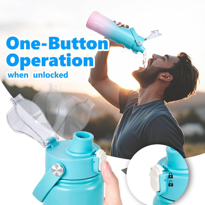 Insulated Water Bottle with Lid & Boot & Stickers, 24 oz Stainless Steel Sweat Free Bottle Keep Cold 24H, BPA-Free Sports Wide Mouth Water Bottle, BlueBlack