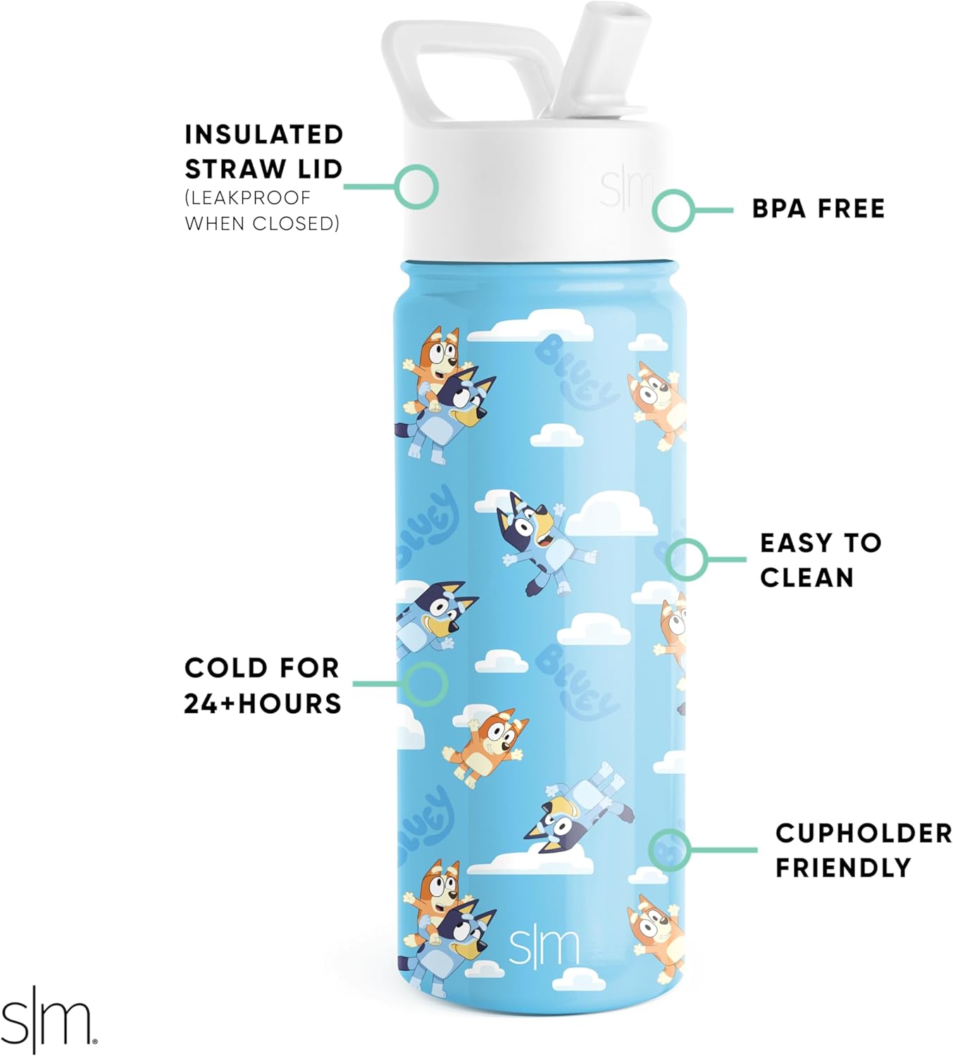 Simple Modern Disney Minnie Mouse Kids Water Bottle with Straw Lid | 14oz Insulated Stainless Steel Kids Tumbler & Spill Proof Toddler Cup for School, Girls, Boys | Summit | Minnie Mouse Fun - Colors A
