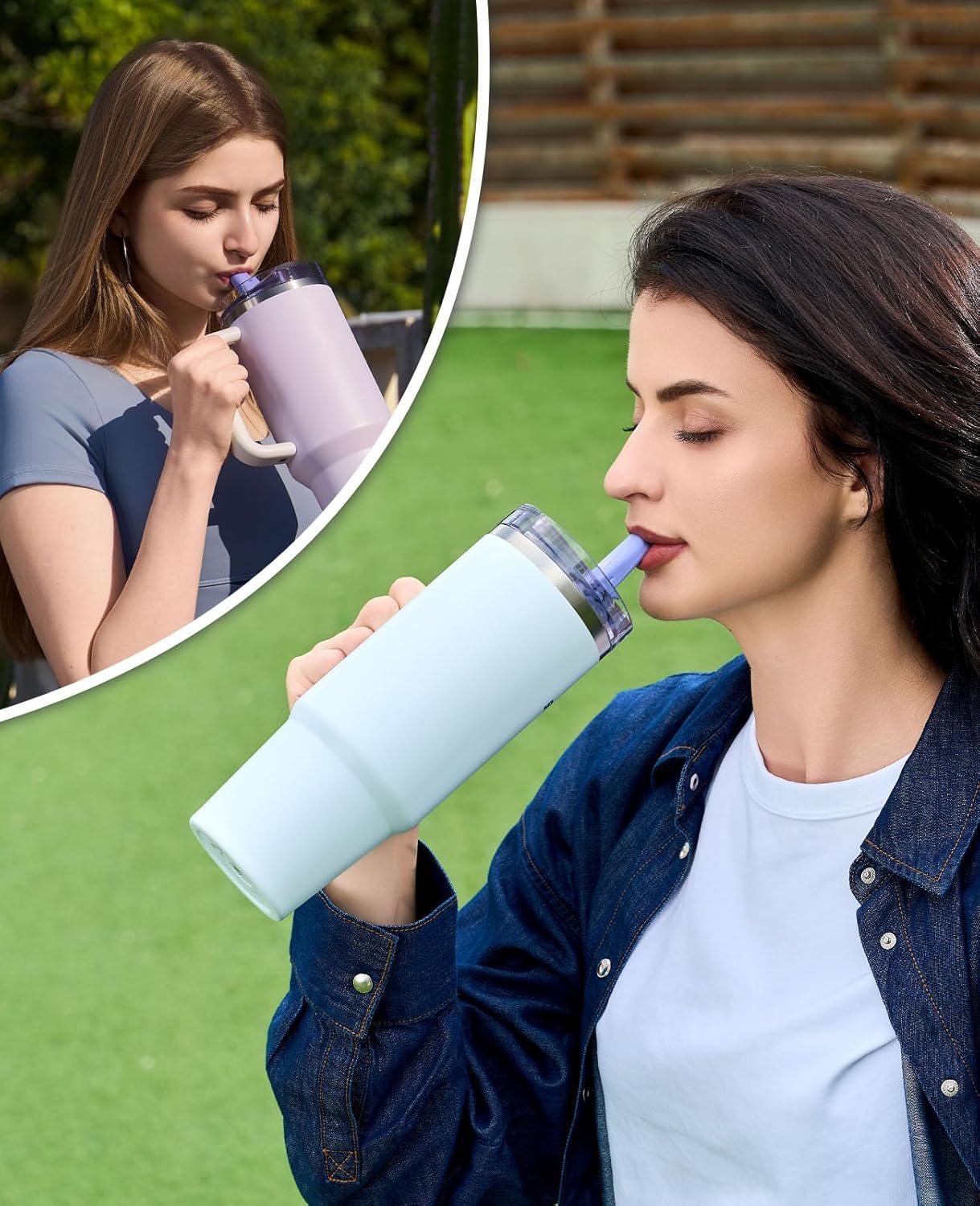 2 Pack 30 oz Tumbler Flip Straw Lid Replacement Fit for Stanley Quencher,Spill Proof Splash Resistant Tumbler Lids, Reusable Leak Proof Tumbler Cover for Stanley Cup Accessories