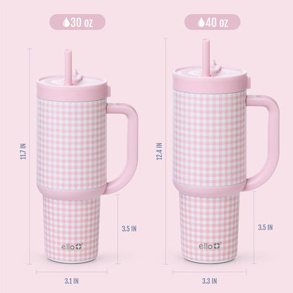 Ello Oasis 40 oz Tumbler with Handle & Retracting Straw | Reusable Insulated Stainless Steel Cup 100% Leakproof, Gifts for Teens Women Men | Keeps cold for 24 Hours, Cup Holder Friendly, Daisies