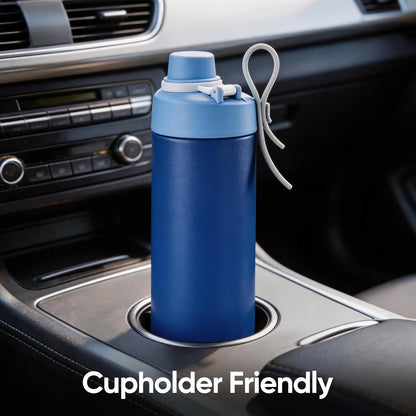 Fijinhom 18 oz Insulated Water Bottle with Handle, 304 Stainless Steel Double Wall Vacuum, Keep 24H Cold, Leak Proof, BPA-Free,with Lid & Non-Slip Bottom for Outdoor, Sports, Work, Travel (Black)