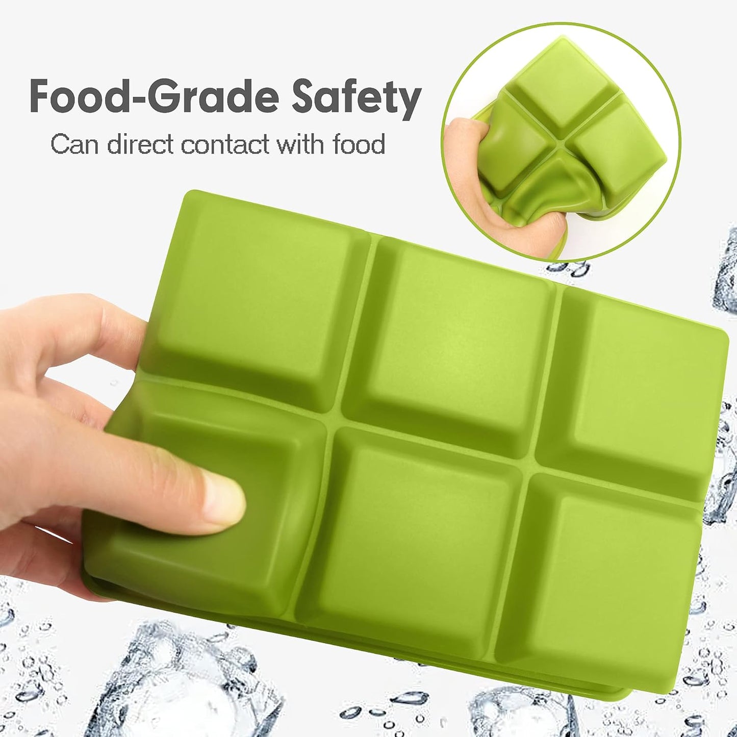 Excnorm Silicone Ice Cube Trays 3 Pack - Large Size Silicone Ice Cube Molds with Leak Proof Removable Lid Square Ice Cube Tray And BPA Free for Cocktail,Whiskey, Stackable Flexible Ice