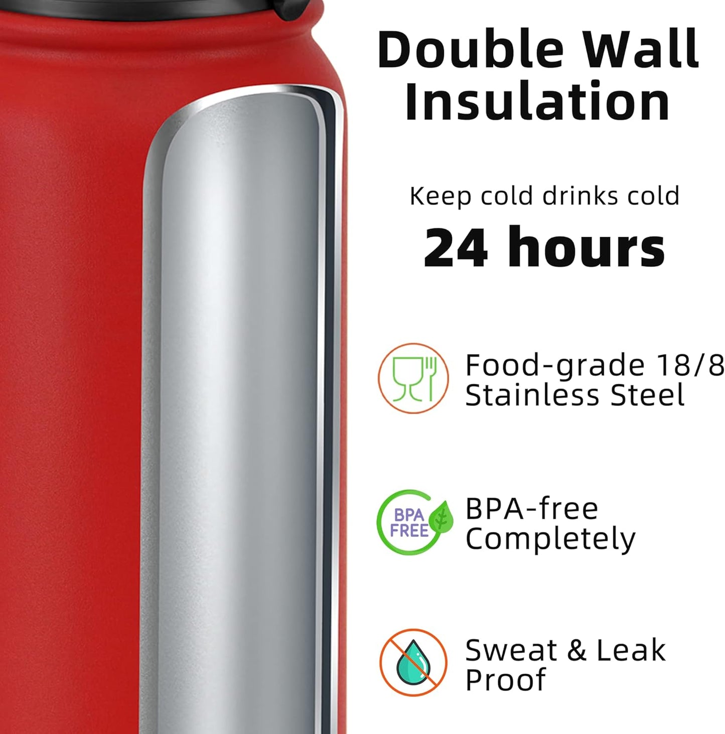 Fanhaw 20 oz Insulated Stainless Steel Water Bottle with Anti-Dust Chug Lid, Leakproof Vacuum Metal Everyday Use Bottle for Kids, Teens & Adults, Back to School Essentials (Green Blue)