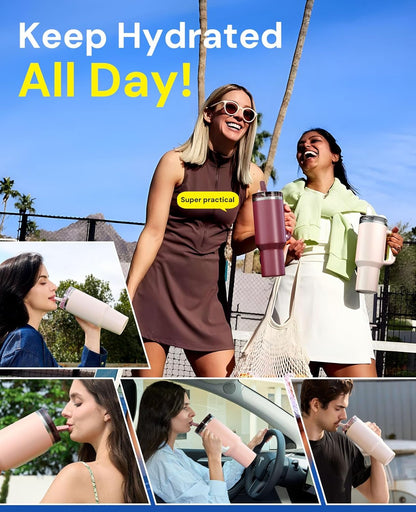 2 Pack Tumbler Flip Straw Lid Replacement Fit for Stanley 40 OZ Quencher, Leak Proof Lid with Straw for Stanley, No Spill Reusable Tumbler Lid Compatible with Stanley Cup Accessories