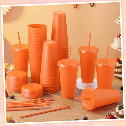 Honeydak 15 Pack Tumbler with Straw and Lid Bulk Cups for Gifts Water Bottle Iced Coffee Travel Mug Cup Reusable Plastic Tumblers for Party Birthdays 24-27 oz (Solid Color)