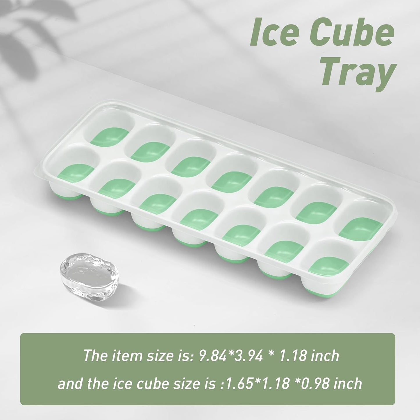 ChefAide 4‑Pack Ice Cube Trays with Lids, 56‑Cube Total Stackable Freezer Ice Trays, Durable Silicone & Plastic Easy‑Release Ice Molds for Cocktails, Coffee & Drinks