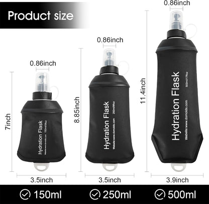WILDREEDS 500ml Soft Flask, TPU Collapsible Soft Water Bottle for Hydration Pack, Running Vest, Folding Water Bottle for Hiking Cycling Climbing-1Pcs, White