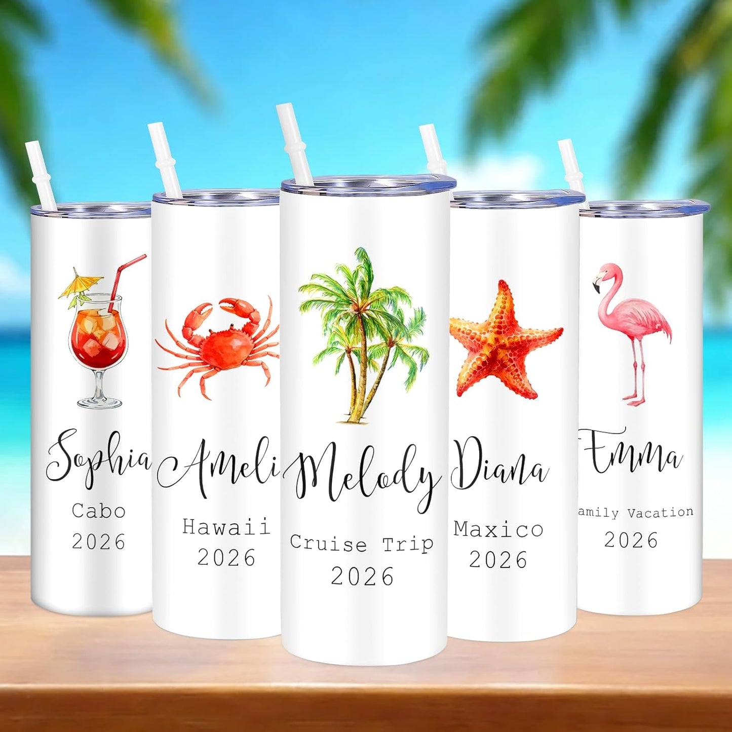 Girl Trip Gifts for Women, Personalized Girls Trip Tumblers with Name Text, Custom Beach Tumbler, Road Trips Vacation Cruise Cup with Lid and Straw, Bachelorette Party Girl Weekend Gift For Friend
