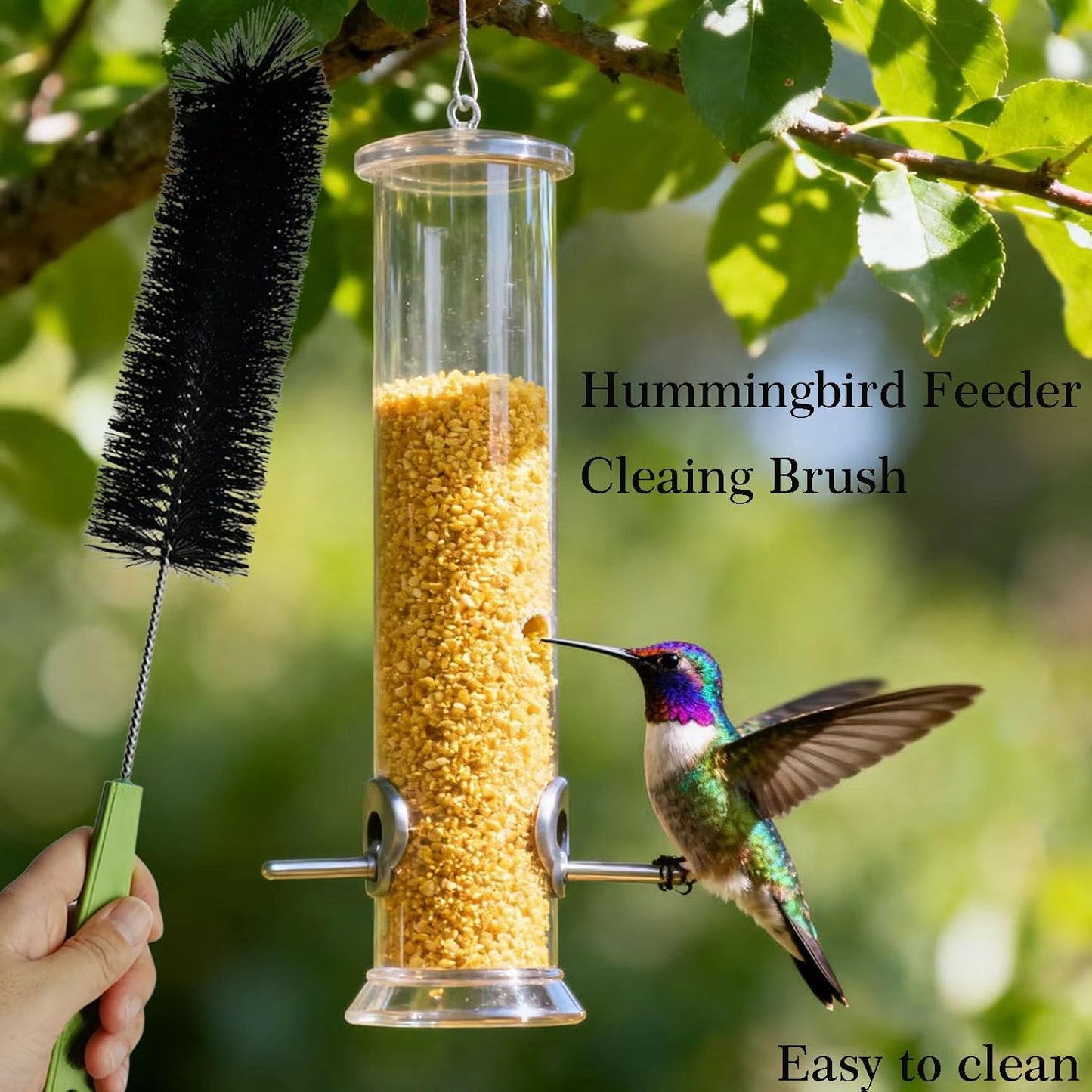 17 Inches Extra Long Handle Bottle Cleaning Brush for Narrow Neck Wine, Beer Bottle, Sport Bottles, Baby Bottles, deep Cups, Vase, Thermos, Glass, Pipes, Kitchen Sinks, Flask, and Hummingbird Feeders