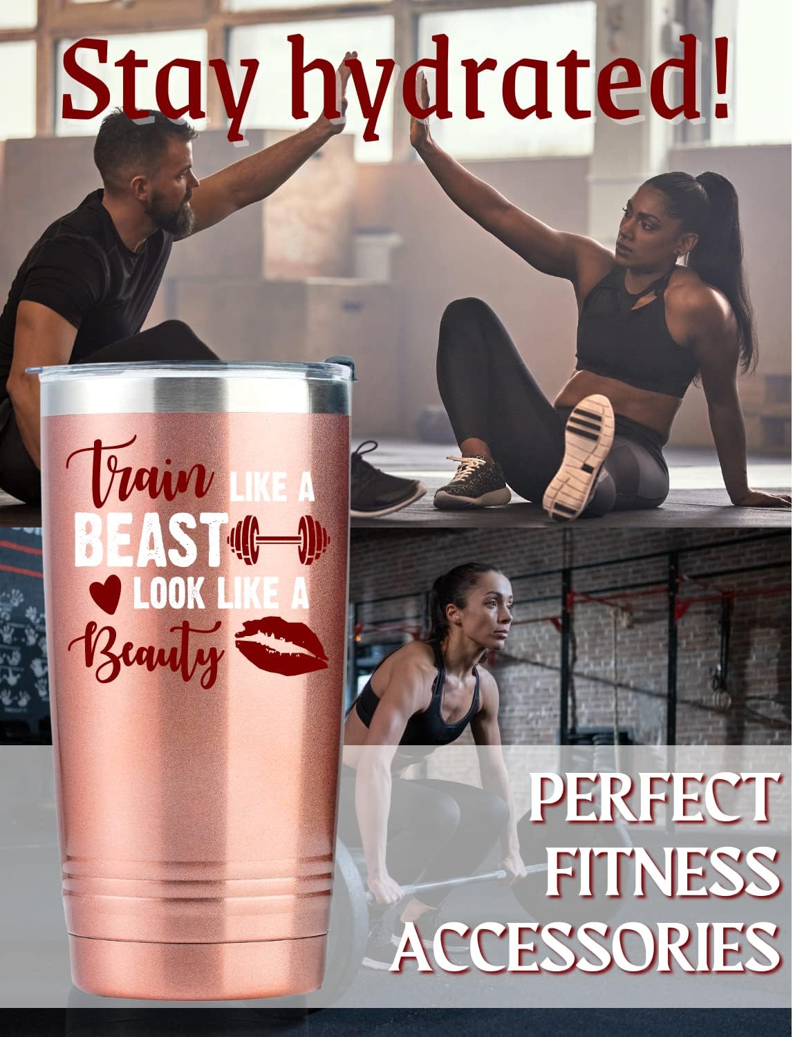 Onebttl Workout Fitness Gym Gifts for Women, 20oz Stainless Steel Tumbler with Lid Straw, Exercise Gift for Her, Friends for Birthday, Christmas - My Daily Affirmations
