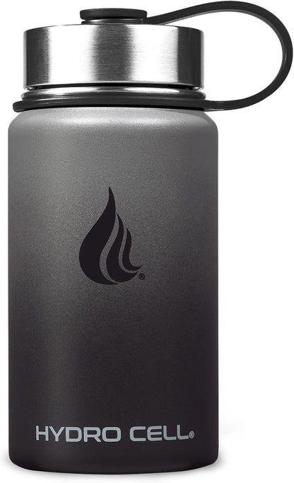 HYDRO CELL Stainless Steel Insulated Water Bottle with Straw - For Cold & Hot Drinks - Metal Vacuum Flask with Screw Cap and Modern Leakproof Sport Thermos for Adults (Neon 18oz)