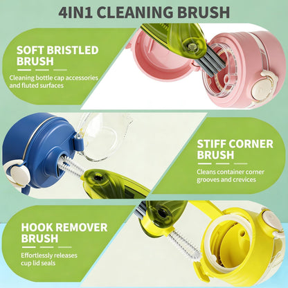 3 in 1 Cup Lid Gap Cleaning Brush Set, 2PCS Multifunctional Bottle Cleaning Brush for Bottle Gaps Bottle Cleaner Home Kitchen Cleaning Tools, Green&Blue
