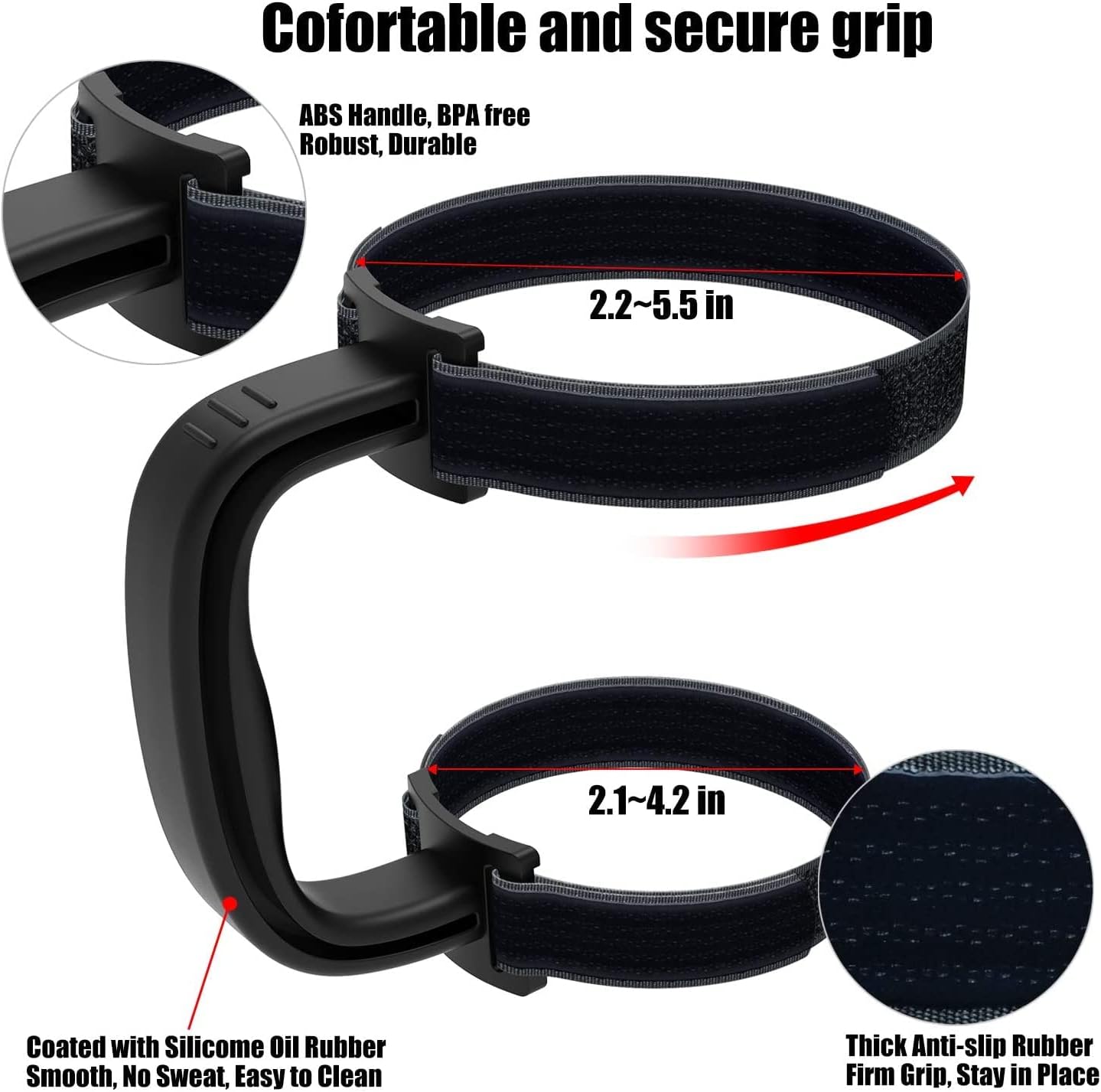 New Upgrade Anti-Slip Adjustable Tumbler Handle Fit for 20 Oz to 40 Oz All Brands Tumbler Cup of YETI, RTIC, Ozark Trail, Tervis, Corkcicle, Slm, Reduce Cold, Artic, Atlin, Bubba and SIC Etc