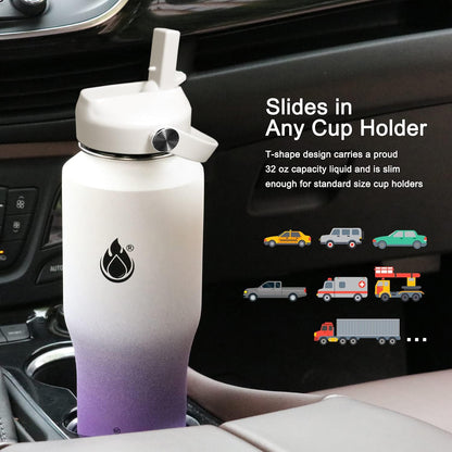 SENDESTAR 40oz Water Bottle Wide Mouth Stainless Steel Vacuum Insulated Double Wall with Straw Lids Fit in Any Car Cup Holder