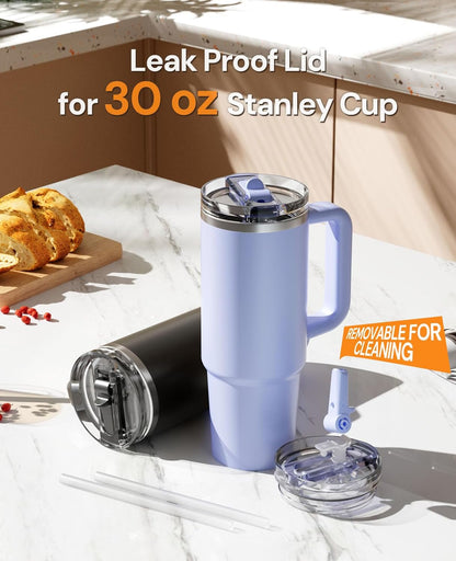 2 Pack 30 oz Tumbler Flip Straw Lid Replacement Fit for Stanley Quencher,Spill Proof Splash Resistant Tumbler Lids, Reusable Leak Proof Tumbler Cover for Stanley Cup Accessories