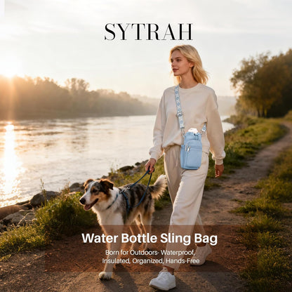 SYTRAH Water Bottle Carrier Bag with Strap, Water Bottle Purse with Phone Pocket 40oz for Walking Hiking