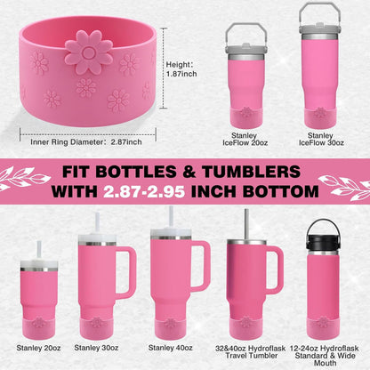 Hpbel Protective Silicone Boot for Stanley Cup Accessories Compatible with Stanley Cup Boot 40/30z and More Bottles with 2.95in Bottom for Water Bottle Flower Tumbler Accessories
