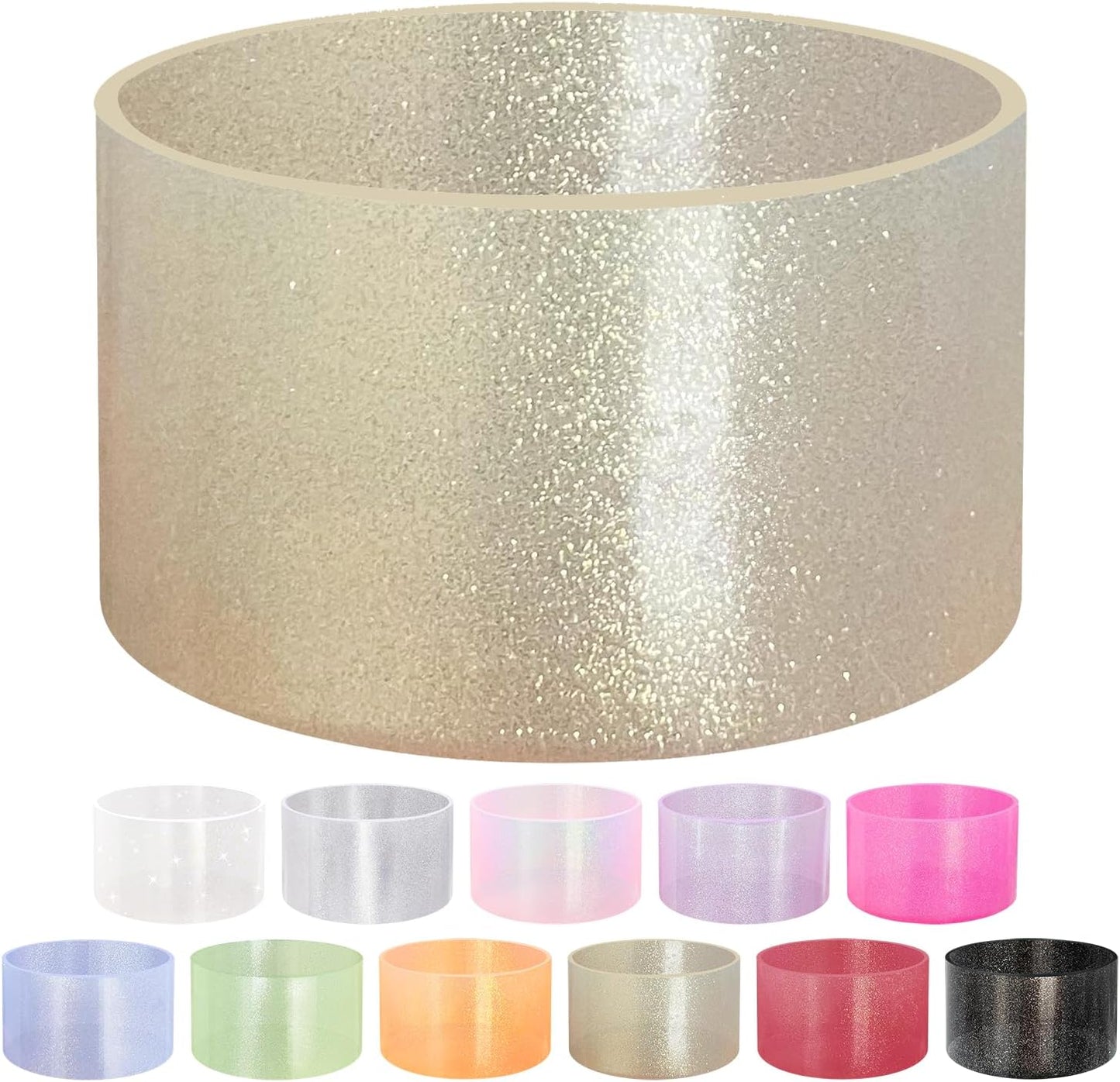 Jelly Luster Glitter Silicone Transparent Boot for Stanley 20-40oz, Compatible with Hydro Flask or Other Water Bottle Tumbler, 2.85-3.0 inch Protective Anti-Slip Bottom Sleeve Cover